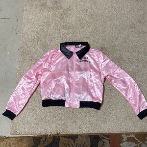 Old school pink lady’s jacket. Polyester. Pink. Size adult small